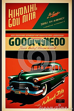 Vintage 2d googie art poster Stock Photo