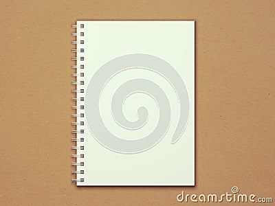 Vintage 3D illustration blank spiral notepad on textured recycled paper. Cartoon Illustration