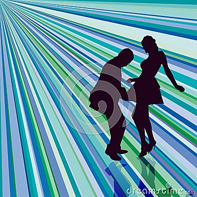 Vintage dancers background, beams of light Stock Photo