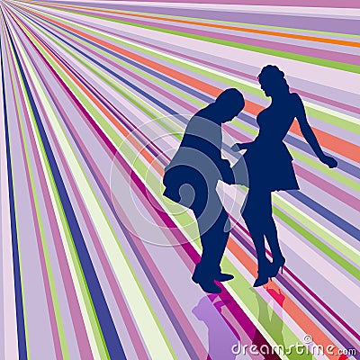 Vintage dancers background, beams of light Stock Photo