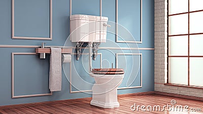 Vintage darck tones empty restroom 3d render image Stock Photo