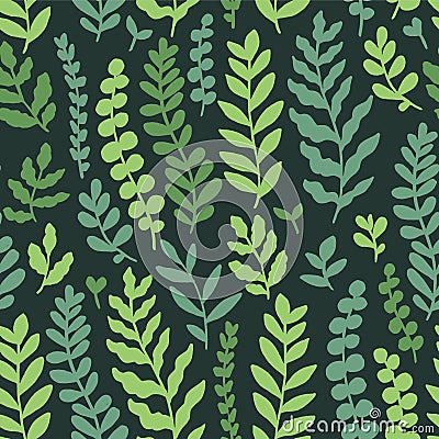 Vintage dark botany leaves vector background. Creative texture for fabric, textile, design and fashion prints. Vector Illustration