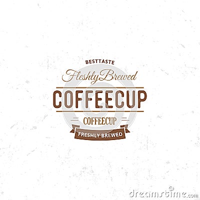 Vintage dark coffee emblem, flat retro illustration. Brown and beige colors sign. Stylized stamp of vector lettering Vector Illustration