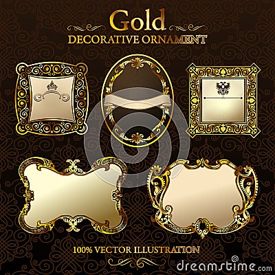 Vintage decor frames. Gold ornament label Vector Illustration