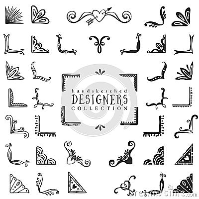 Vintage decorative corners collection. Hand drawn vector design Vector Illustration