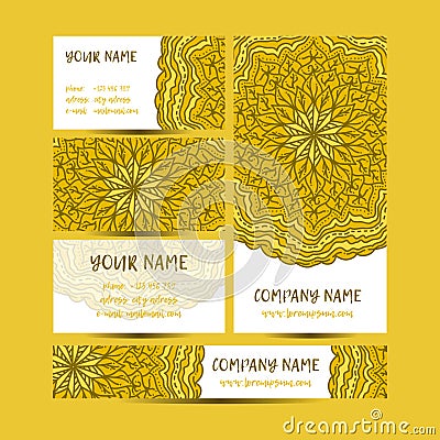 Vintage decorative elements. Business Cards and banners. Cartoon Illustration