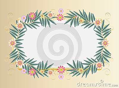 Vintage decorative floral frame for Jewish Holiday Passover, Shavuot, Rosh Hashanah, Purim, Sukkot greeting card decoration Vector Illustration