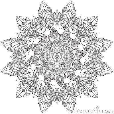 Mandala Intricate Patterns Black and White Good Mood. Stock Photo