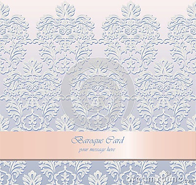 Vintage Delicate Baroque Card Vector Illustration