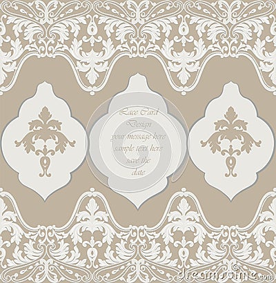 Vintage Delicate Lace Baroque card Vector Illustration