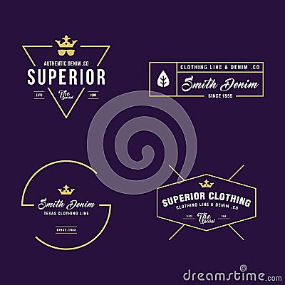 Vintage denim badge label, Classic Clothing line Vector Illustration