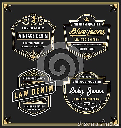 Vintage denim jeans frame logo for your business. Vector Illustration