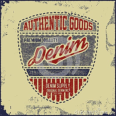 Vintage Denim typography, grunge t-shirt graphics Vector Illustration