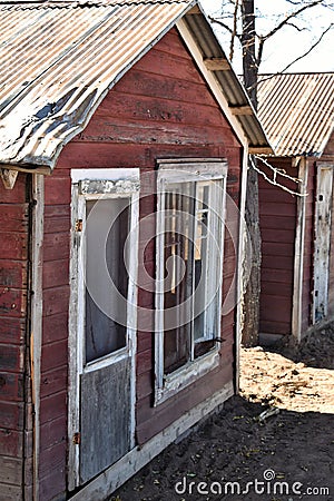 Old houses with steel roofs Stock Photo