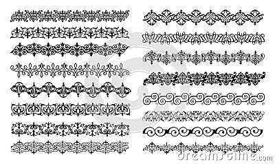 Vintage design elements borders frames ornaments corners white background Vector Illustration