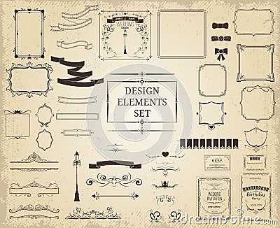 Vintage Design Elements Collection Vector Illustration