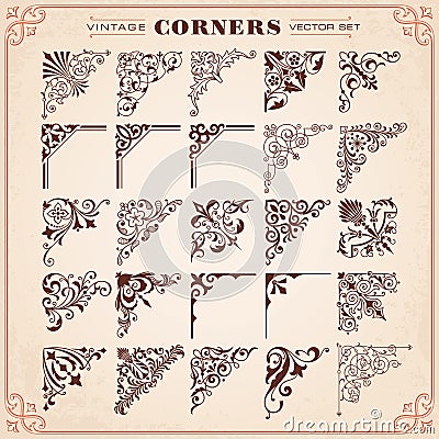 Vintage Design Elements Corners Vector Illustration