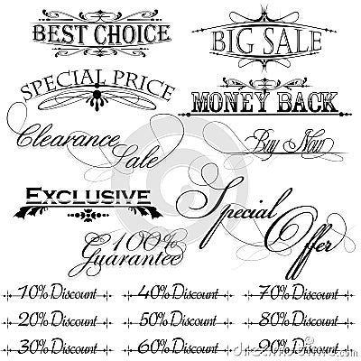 Vintage design elements for sale text Vector Illustration