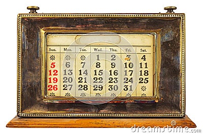 Vintage desktop calendar isolated on white Stock Photo