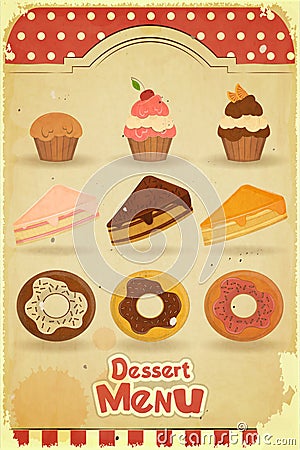 Vintage Dessert Menu Vector Illustration