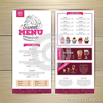 Vintage dessert menu design. Sweet cupcake Vector Illustration