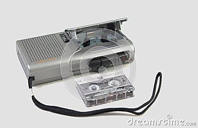 Vintage dictaphone and player with mini cassette Stock Photo