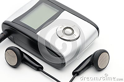 Vintage digital music player on a white background Stock Photo