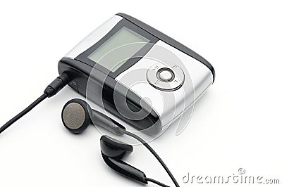 Vintage digital music player on a white background Stock Photo