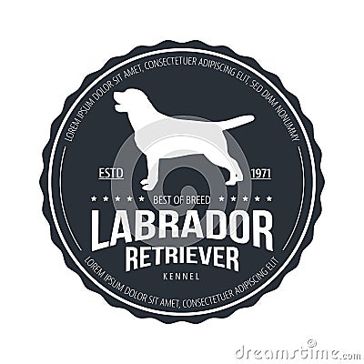 Vintage Dog Badge. Labrador retriever logo. Vector Illustration