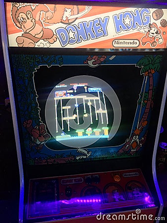 Vintage Donkey Kong Machine arcade game Editorial Stock Photo