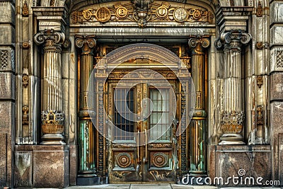 Vintage Door, Art Deco Enter, Luxury Elevator Door, Ornate Gate, Art Nouveau Architecture, Copy Space Stock Photo