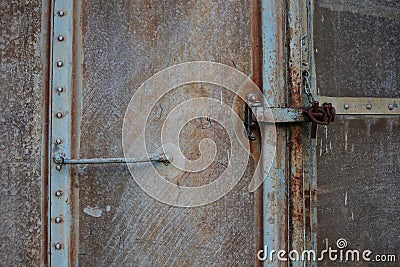 Vintage door or old door with close position, old door locked, can't pass the door cause damage Stock Photo