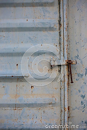 Vintage door or old door with close position, old door locked, can't pass the door cause damage Stock Photo