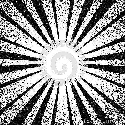 Vintage dotwork sun rays, sunburst or explosion Vector Illustration