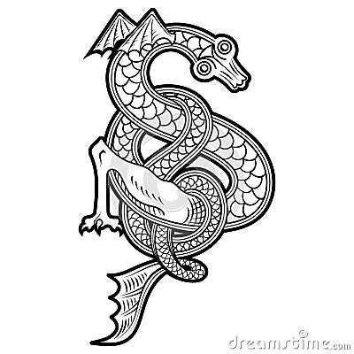 Vintage Dragon. Illustration in the Scandinavian Celtic style Vector Illustration