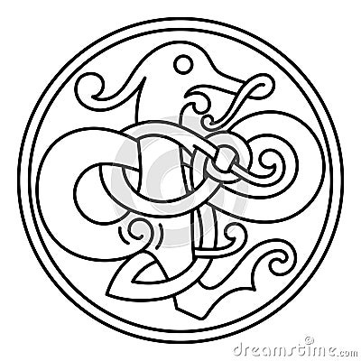 Vintage Dragon. Illustration in the Scandinavian Celtic style Vector Illustration