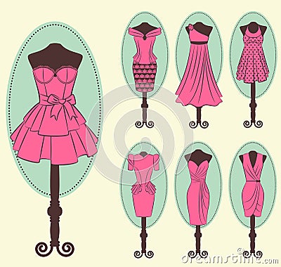 Vintage dress Vector Illustration