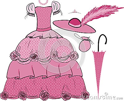 Vintage dress Vector Illustration