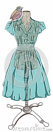 Vintage dress background Vector Illustration