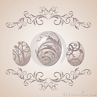Vintage Easter background with eggs Vector Illustration