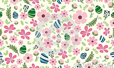 Vintage Easter egg design, with leaf and floral pattern background design Vector Illustration