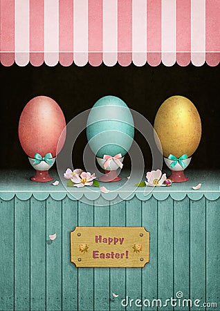 Vintage Easter Showcases Stock Photo