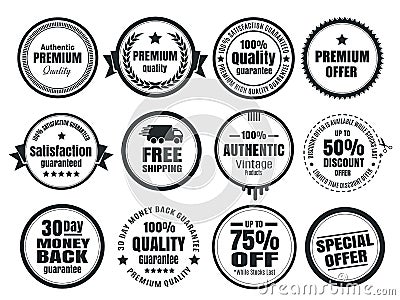 12 Vintage Ecommerce Badges Stock Photo