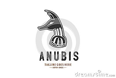 Vintage Egyptian God Anubis with Wolf Head for Tattoo Logo Design Vector Illustration