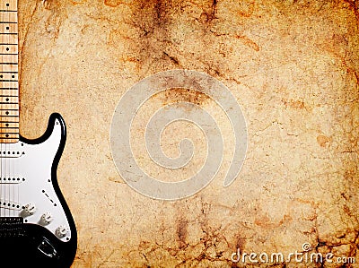 Vintage electric guitar on grunge Stock Photo