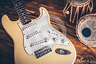 Vintage electric guitar. Stock Photo