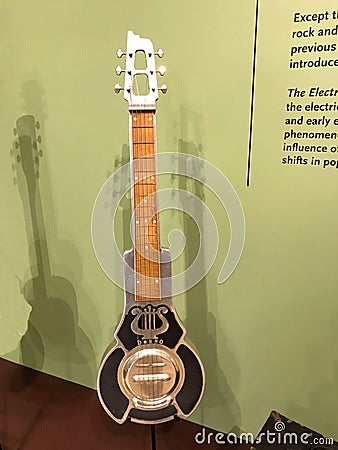 Vintage Electrified Dobro At Music Instrument Museum Editorial Stock Photo