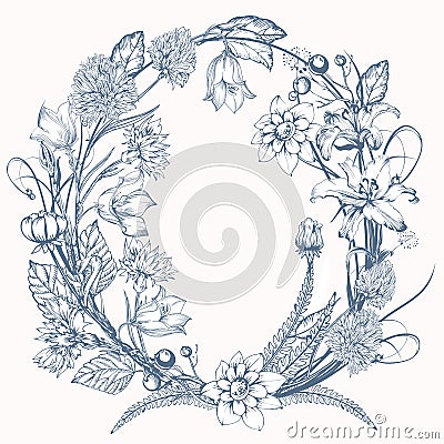 Vintage elegant flowers. Flower vector illustration concept for wedding card or invitations. Botany. Vector Illustration