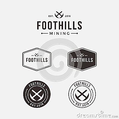 Vintage emblem badge seal stamp mining logo icon vector template set Vector Illustration