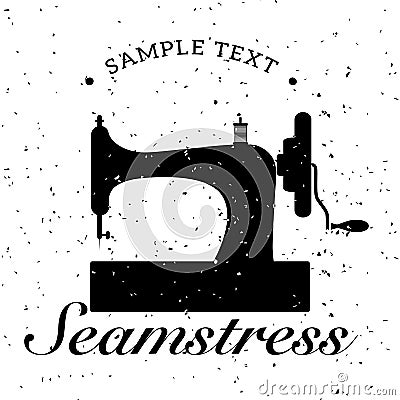 Vintage emblem of retro sewing machine Stock Photo